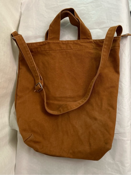 BAGGU Handbags - BAGGU Neutral Rust Brown Canvas Tote with Adjustable Strap
